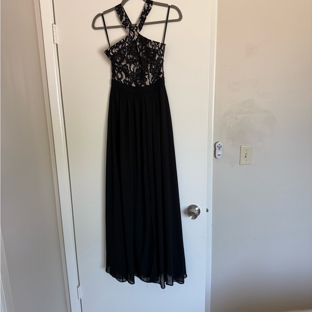 Lulu's Black Sequin Halter Maxi Dress